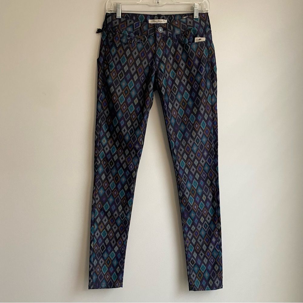 MAVI Serena Low Rise Super Skinny Y2K Geometric Ikat Printed Jeans Size 26 NWT